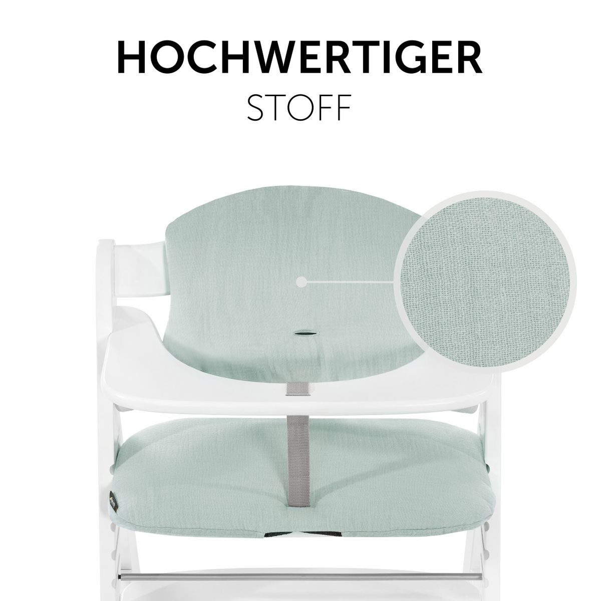 Hauck Hochstuhlauflage Select - Muslin Mint, Sitzkissen für Alpha Hochstuhl - 2-teilige Sitzauflage – Bild 3 von 5