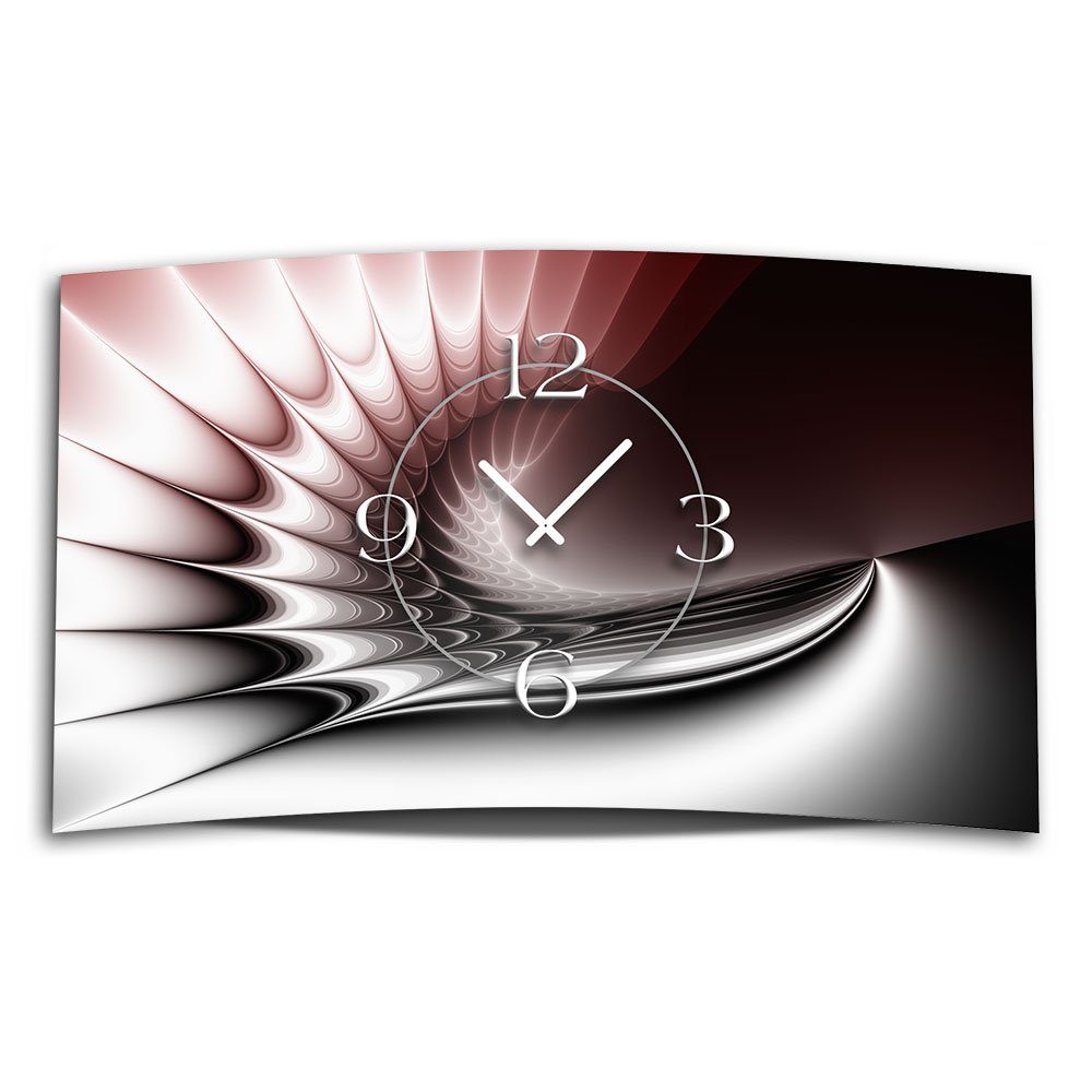 dixtime Wanduhr Digital Art rot Designer Wanduhr modernes Wanduhren Design leise kein (Einzigartige 3D-Optik aus 4mm Alu-Dibond)