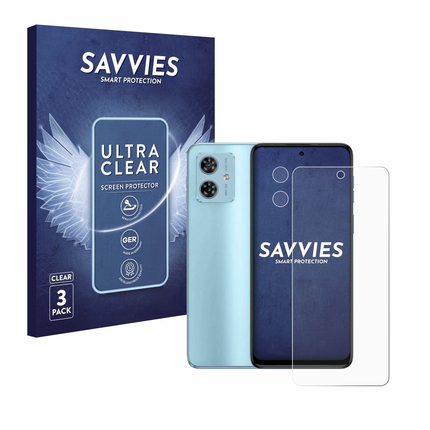 Savvies Schutzfolie für Motorola Moto G54 (Display+Kamera), Displayschutzfolie, 6 Stück, Folie klar
