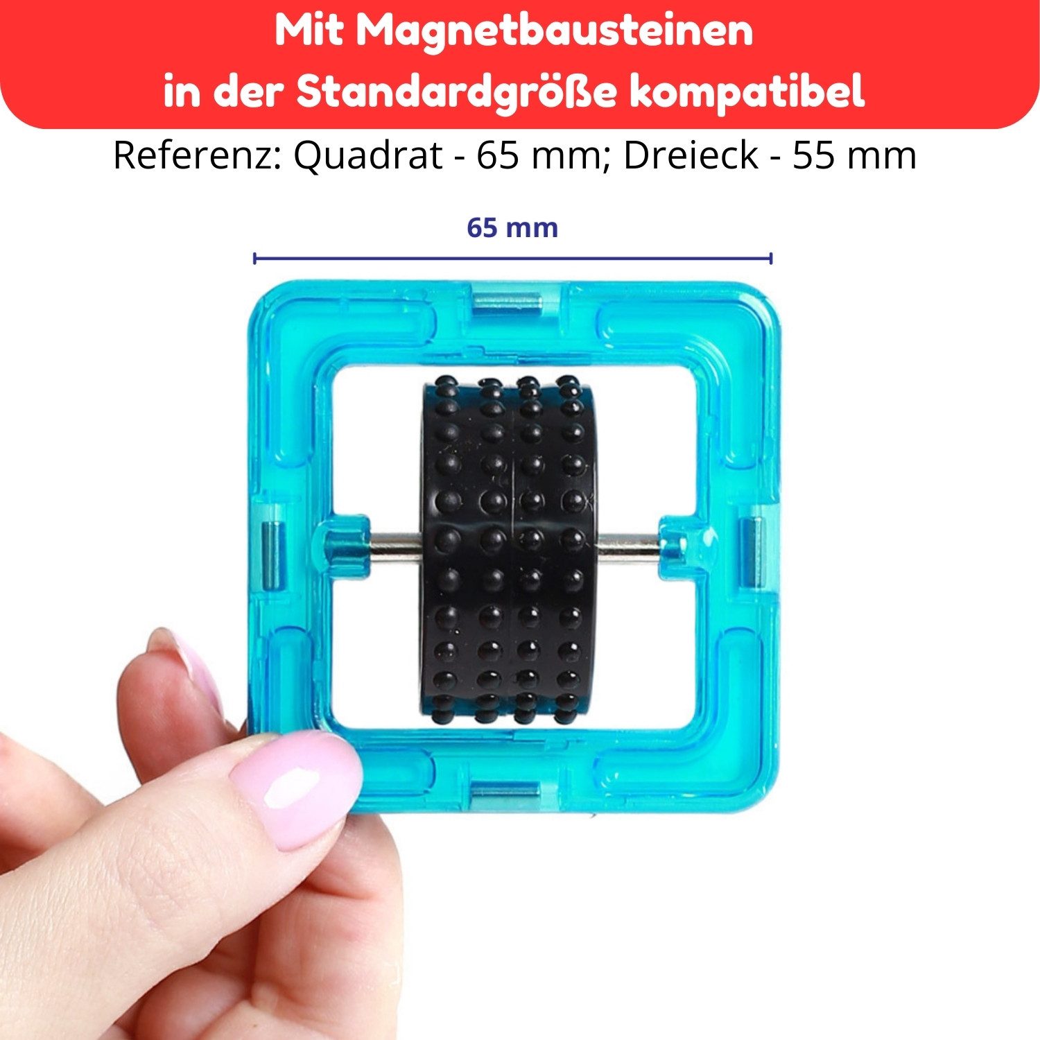 MAGNIKON Magnetische Bausteine Räder Magnetspielbausteine, (Erweiterungsset, 2 St., Klick Räder), Zusätzliche Teile