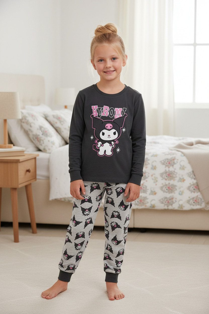Disney Schlafanzug Zweiteiliges Kinder Pyjama-Set mit Kuromi (Langarm) (Set)