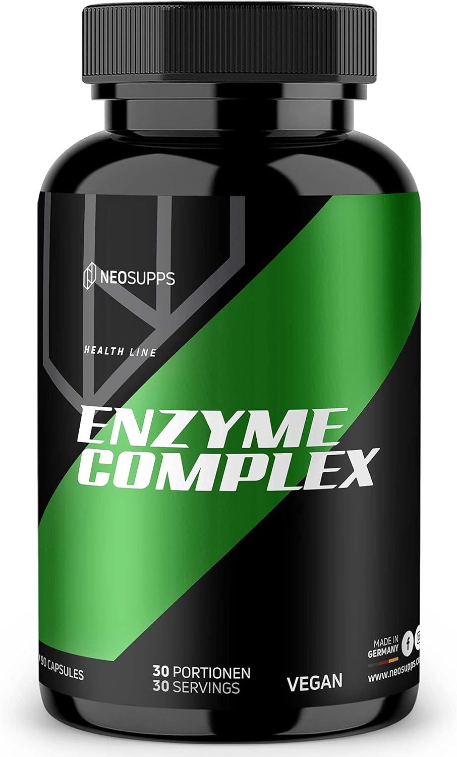 Neosupps Enzym Complex 90 Stück, Unterstützt die Verdauung & Nährstoffaufnahme Kapseln, Pflanzenextrakte, Vegan, für Alltag Wohlbefinden & Ernährung