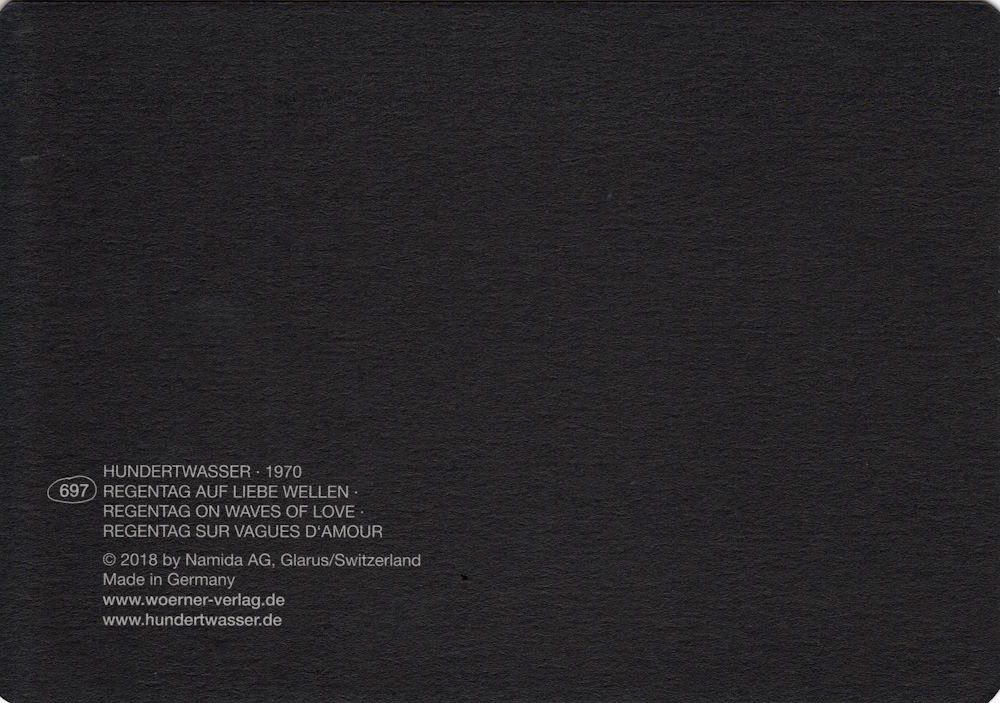 liebe auf Postkarte "Regentag Wellen" Kunstkarte Hundertwasser