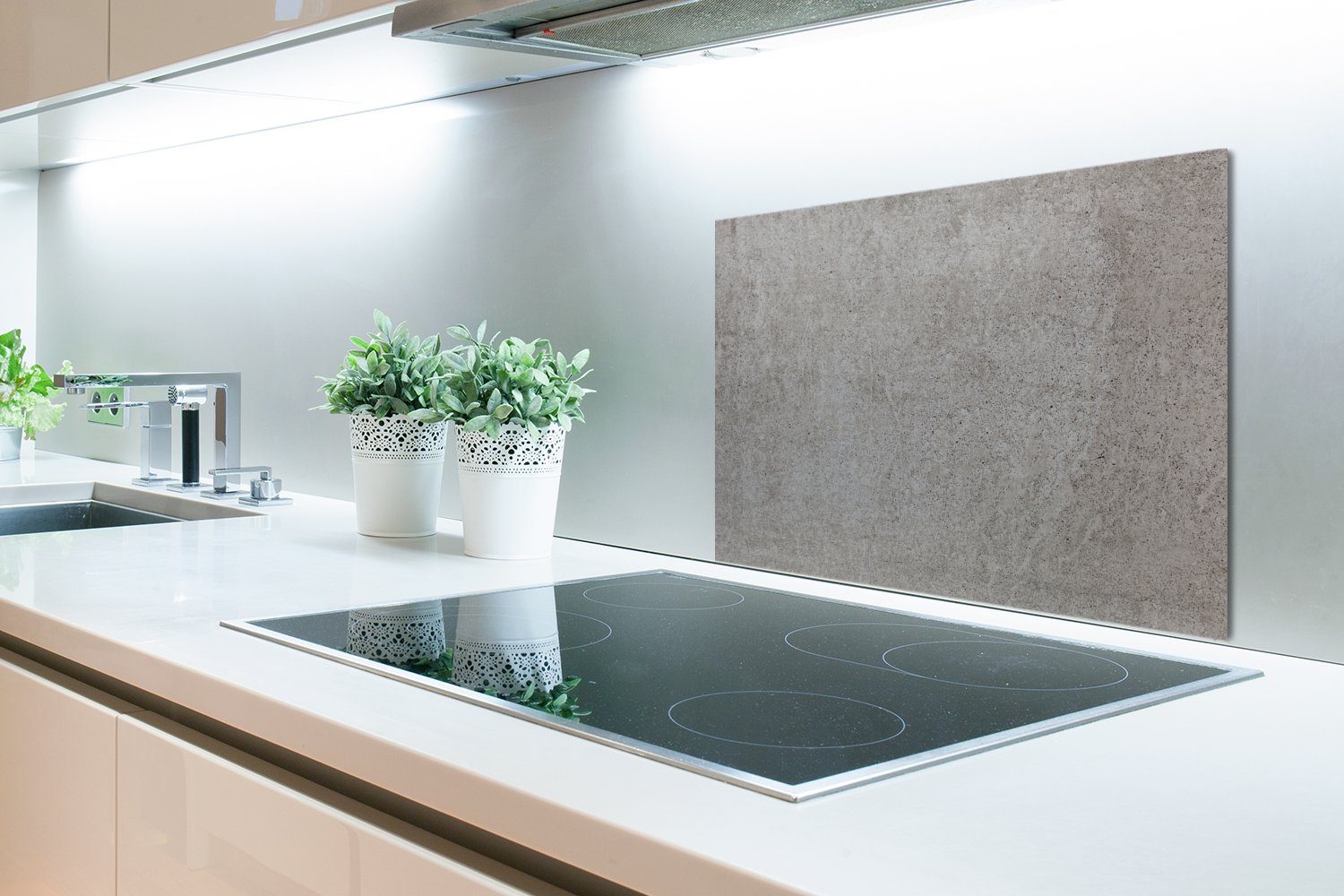 Kies, Herdblende (1-tlg), Küchenrückwand Temperaturbeständig Beton 60x40 aus Grau - küchen Dots MuchoWow - - cm, Wandschutz,