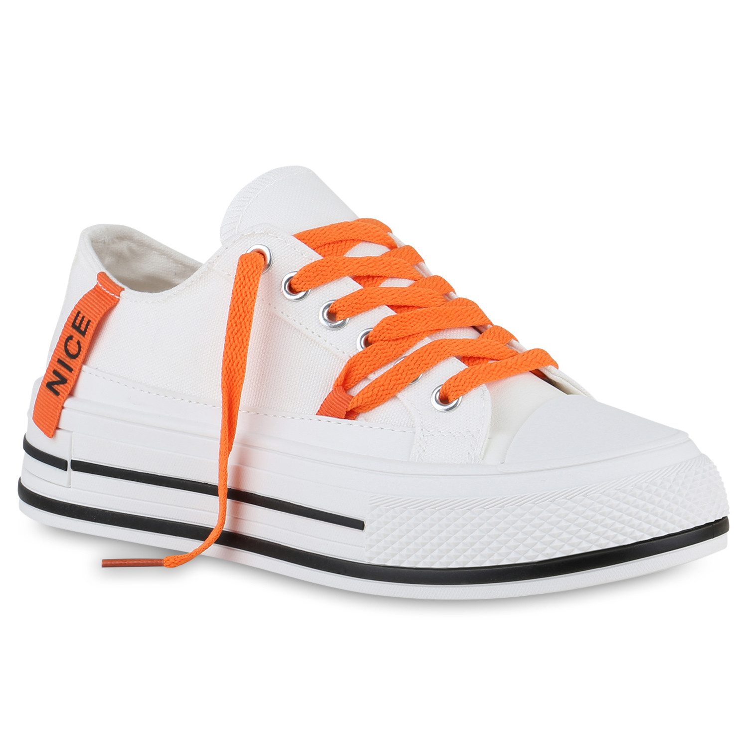 VAN HILL 840989 Sneaker Damen Sneaker Low Schnürer Prints Wedges Stoff günstig online kaufen
