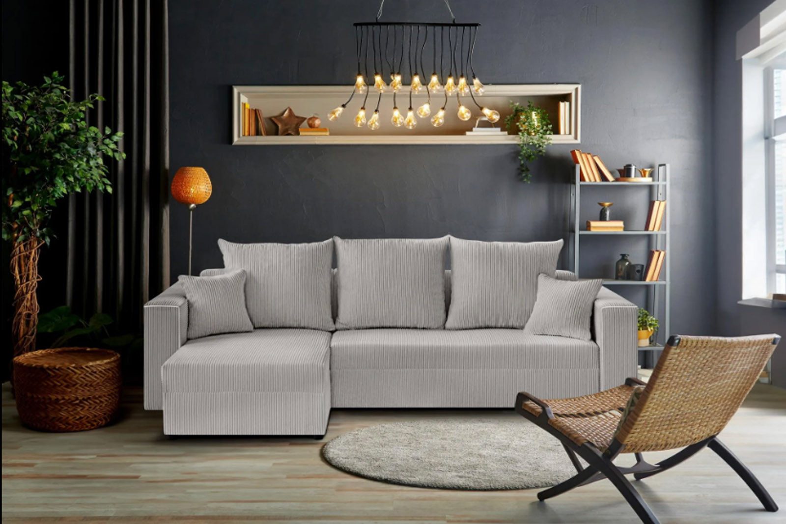 Beautysofa Ecksofa Hamlet, inkl. Schlaffunktion, Bettkasten, universelle Lounge-Ecke, stilvoll L-förmiges Schlafsofa, L-Form Corner Sofa aus Cordstoff