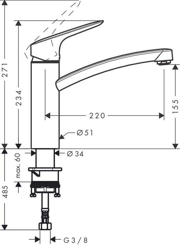 Thumbnail - hansgrohe Küchenarmatur Logis M31 Armatur Wasserhahn Einhebel-Küchenmischer 160 Chrom