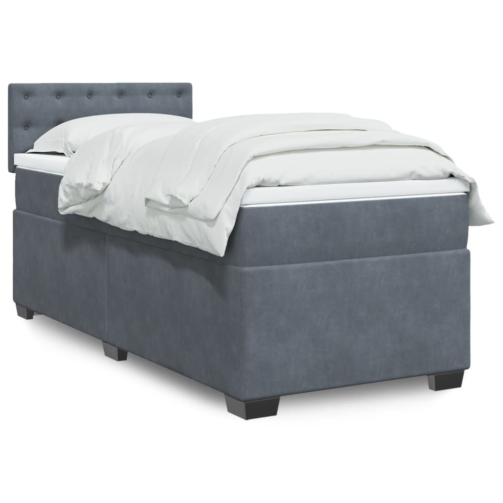 vidaXL Bett Boxspringbett mit Matratze Dunkelgrau Samt