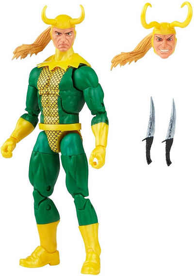 Hasbro Actionfigur Marvel Legends - Retro Actionfigur - Loki - mit Waffen und austauschbaren Kopf