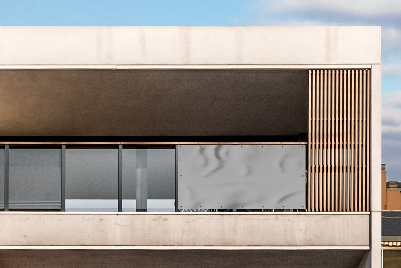 Thumbnail - MuchoWow Balkonsichtschutz Grau - Unifarbener Druck (1-St) Balkon Sichtschutz 90x200, Windschutz für Zaun PVC, 200x90 cm