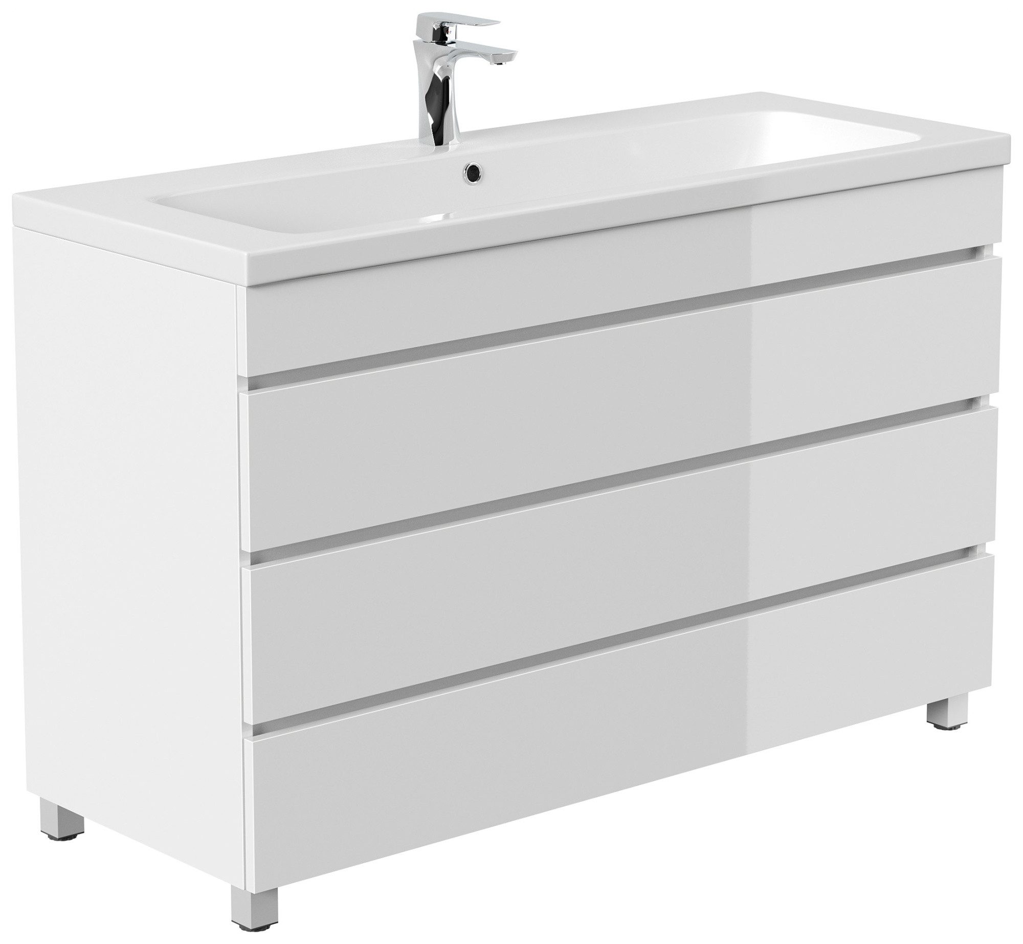 Magnolia Home Waschtisch Stand Badmöbel Via 120 SoftClose weiss hochglanz mit 3 grifflosen Schu