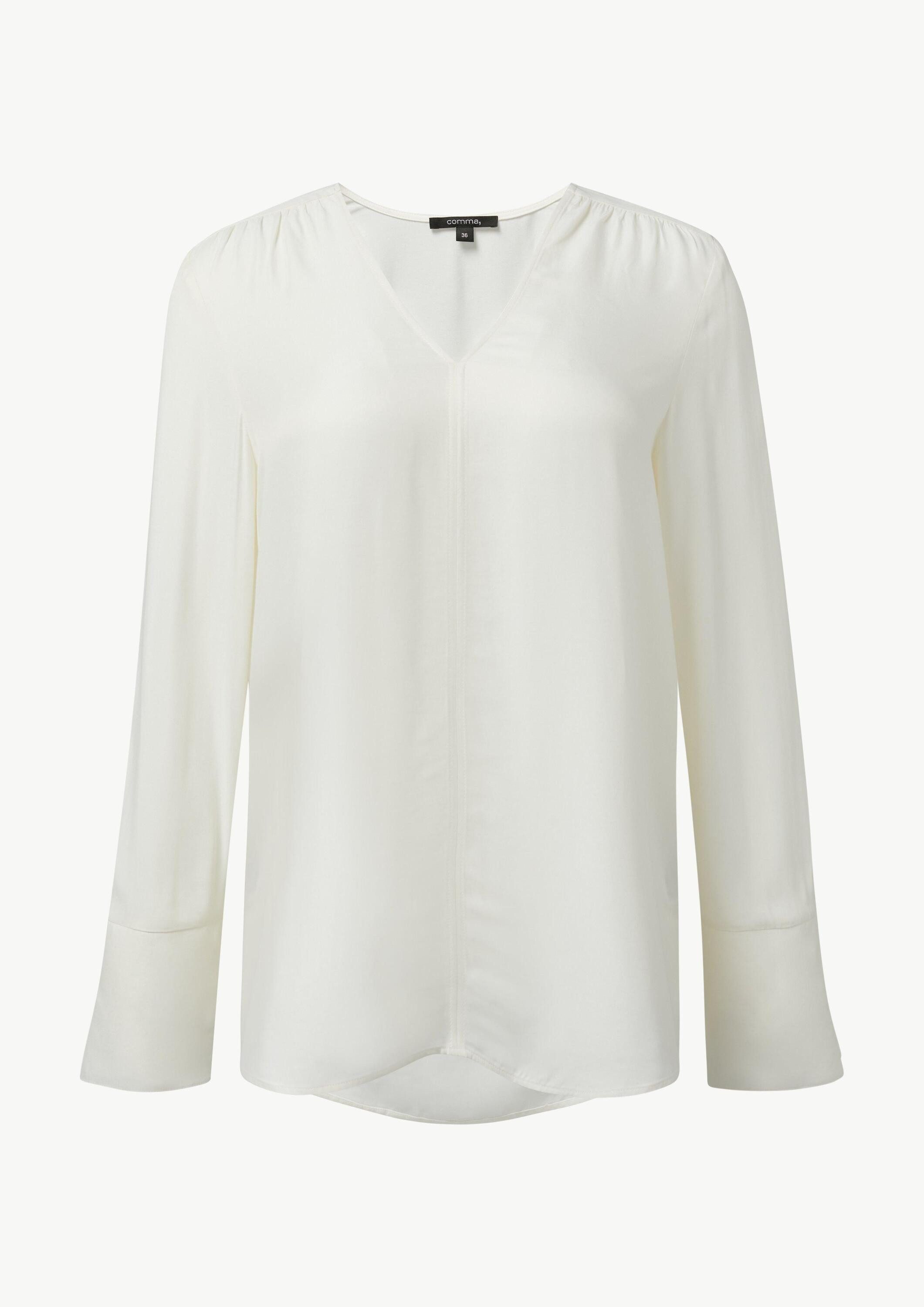 comma Langarmbluse Bluse Viskosebluse mit V-Ausschnitt