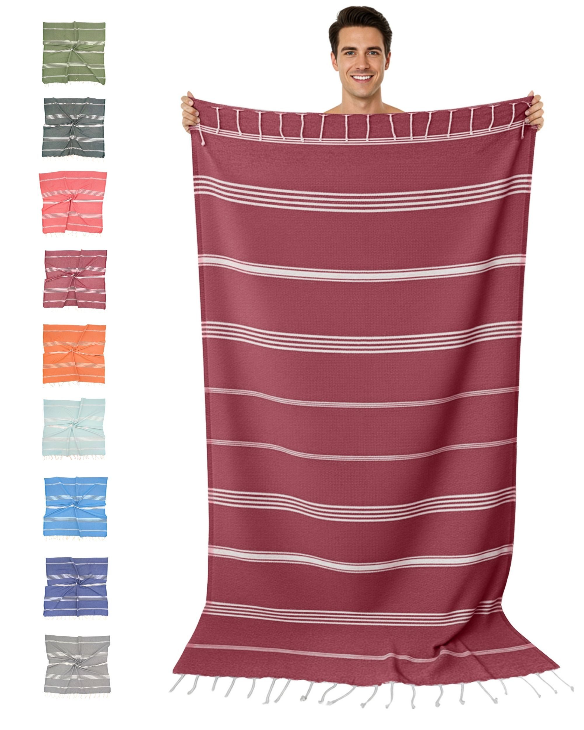 furora HOLIDAY Saunatuch Strandtuch Hamamtuch: groß 100x200 cm Saunatuch, Strandhandtuch dünn, Strandtuch Saunatuch aus 100% Baumwolle Strandtuch Set