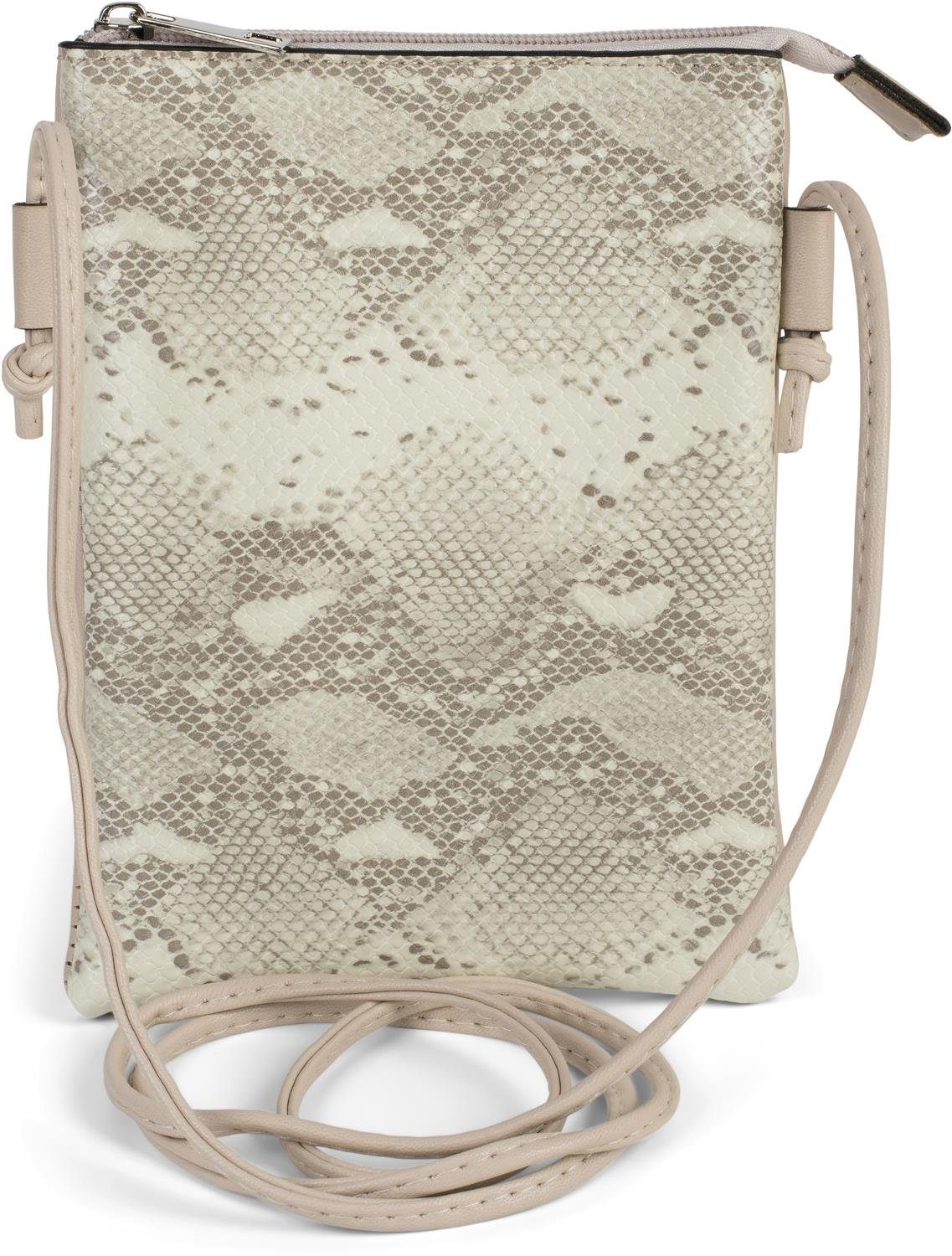 styleBREAKER Mini Bag (1-tlg), Mini Umhängetasche Schlangenleder Optik Beige