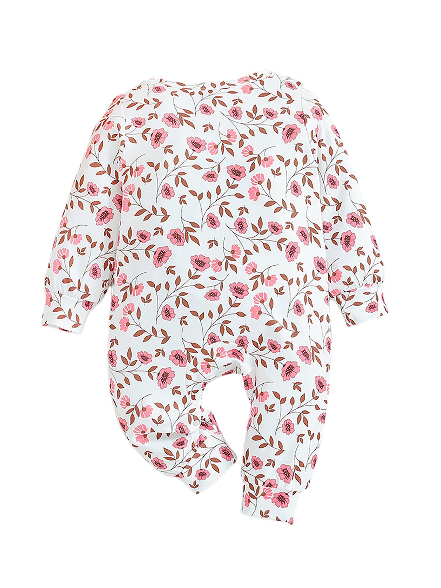 Mädchen mit Strampler Casual Reißverschluss, (1-tlg) LAPA Bodysuit Blumendruck Kleidung Langarm Rundhals Overall mit Rosa Baby