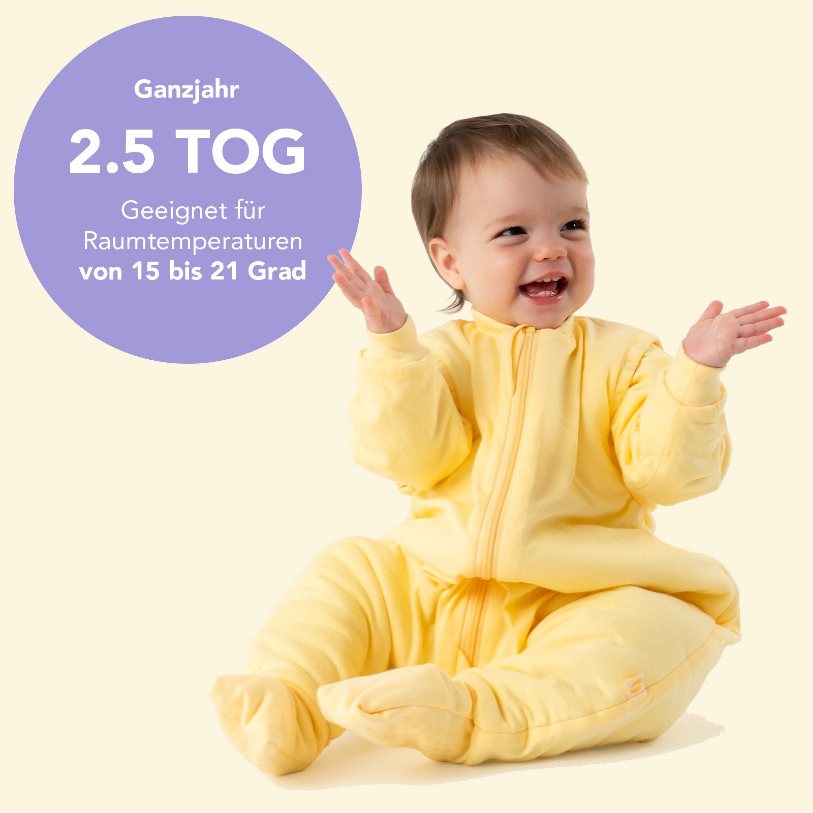 Schlummersack Kinderschlafsack Schlafsack mit Füßen und umklappbaren Bündchen, 2.5 Tog OEKO-TEX