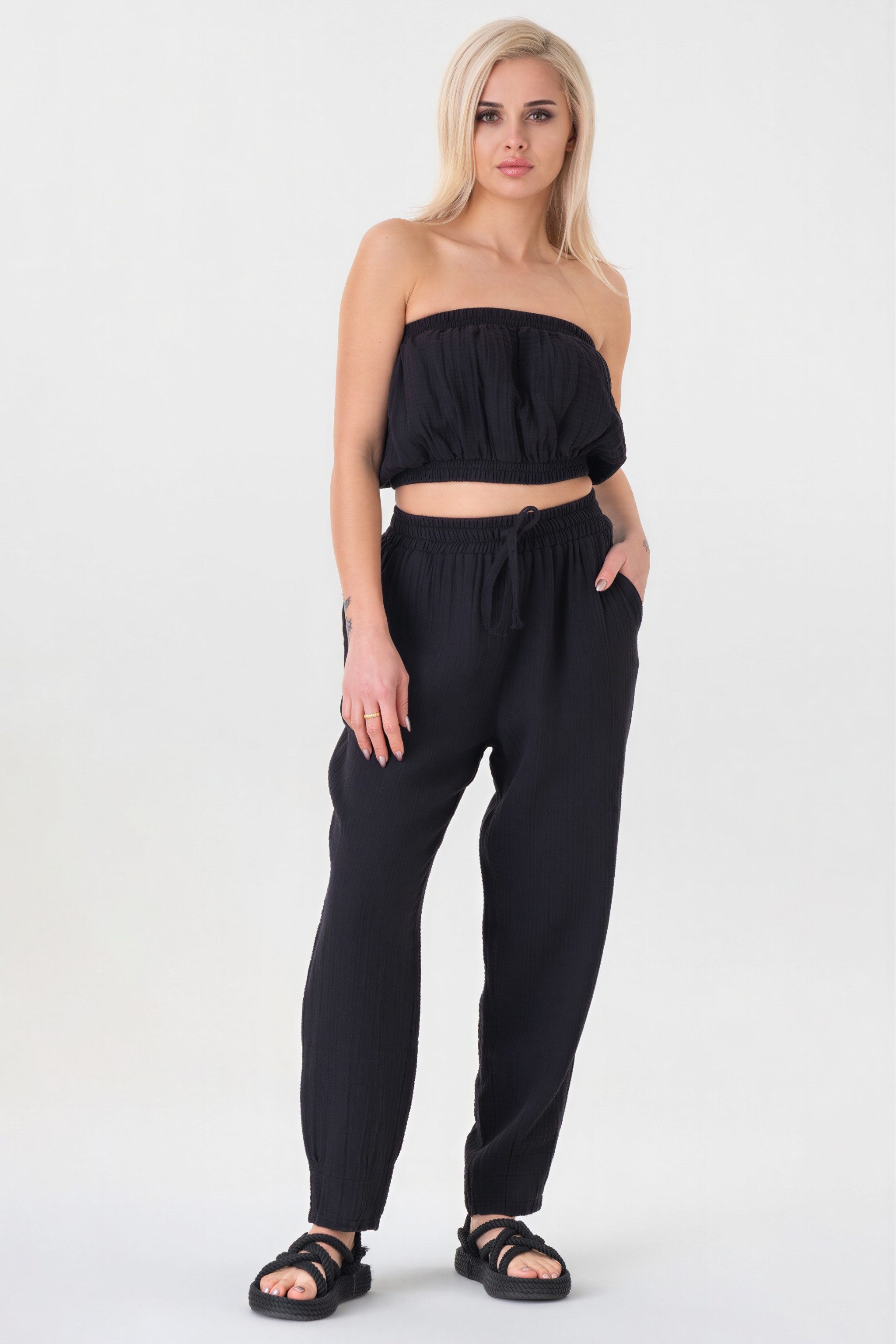 WENOR Schlupfhose Musselin Damen Hose 100 % Baumwolle Sommerhose elastische günstig online kaufen
