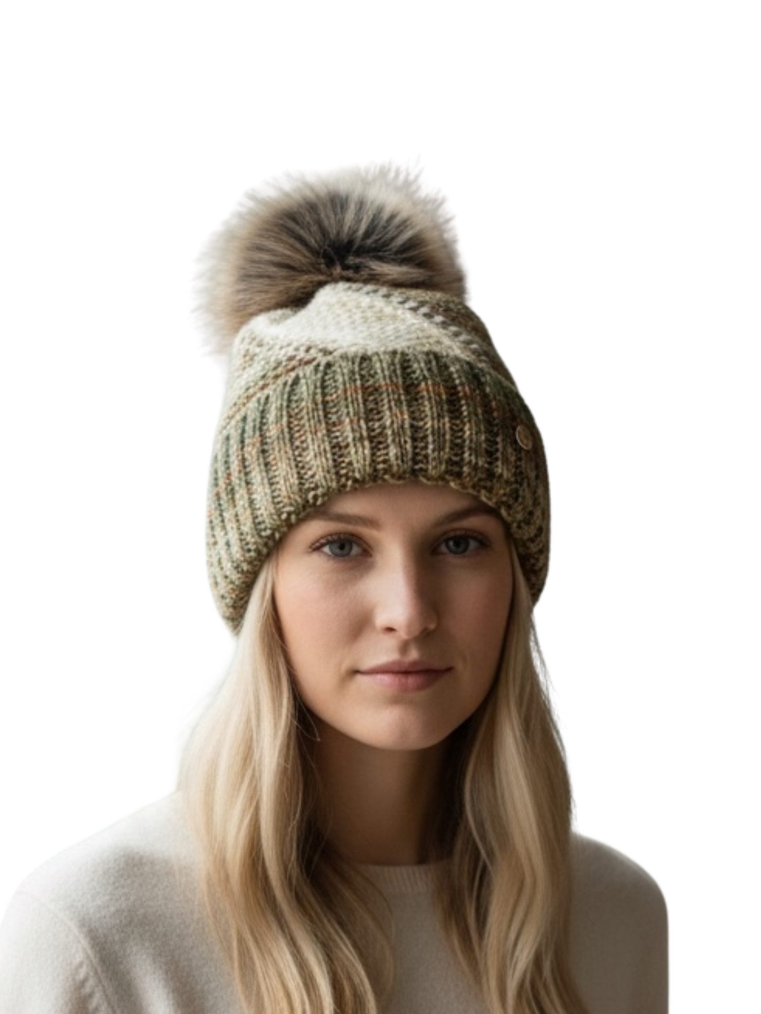 Taschen4life Bommelmütze Beanie mit großem Bommel 701P lockerer Strick, weich gefüttert