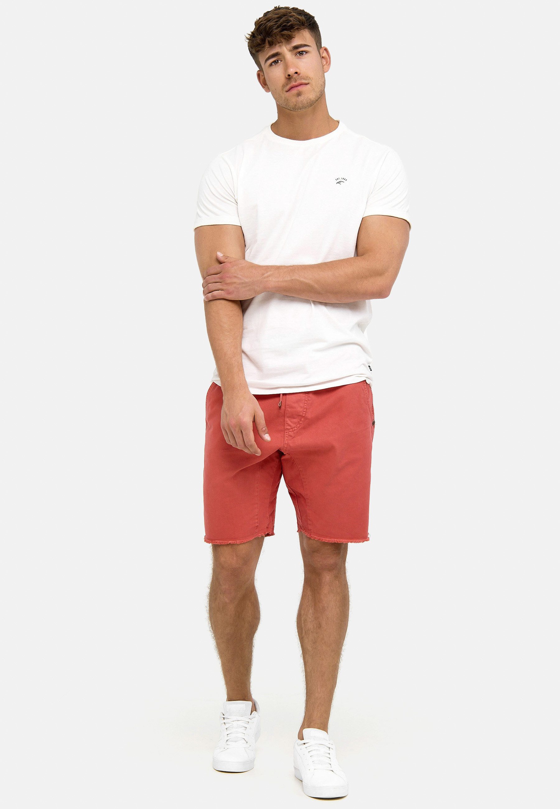 Indicode Chinoshorts Herren Carver Chino Shorts Herrenshorts mit elastischem Bund und Kordelzug