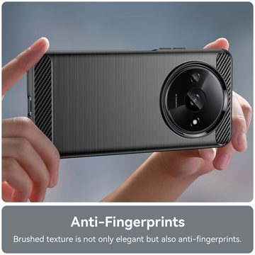 Wigento Handyhülle Für Xiaomi Redmi A3 Schock Carbon Textur TPU Handy Tasche Case Schwarz