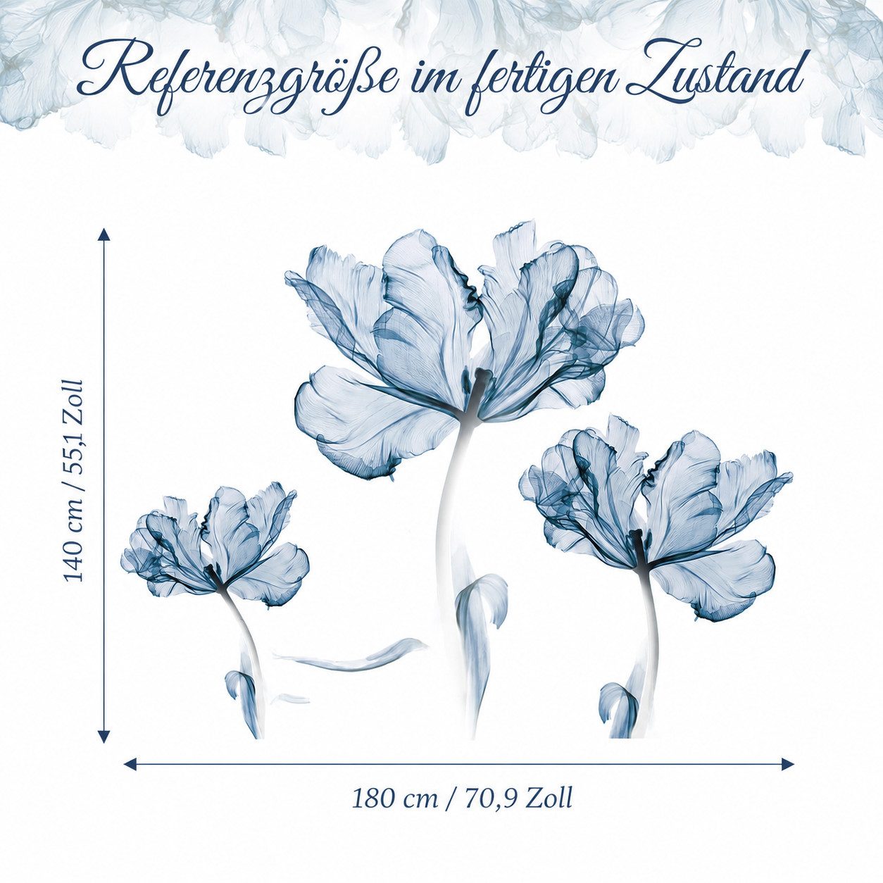 MOPUEA Wandtattoo Wandsticker 110*80cm Dekorative Wandaufkleber, Blaues Lotus-Muster (Set, Vielseitige Einsatzmöglichkeiten für jedes Zuhause), Großflächiges De – Bild 5 von 5