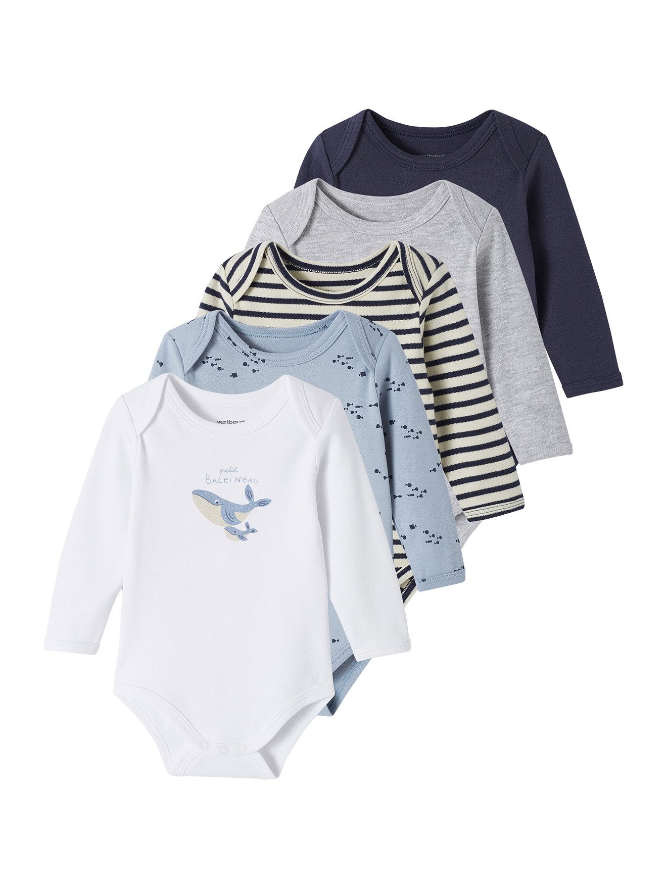 Langarmbody Bio-Kollektion: 5er-Pack Baby Schlupfbodys