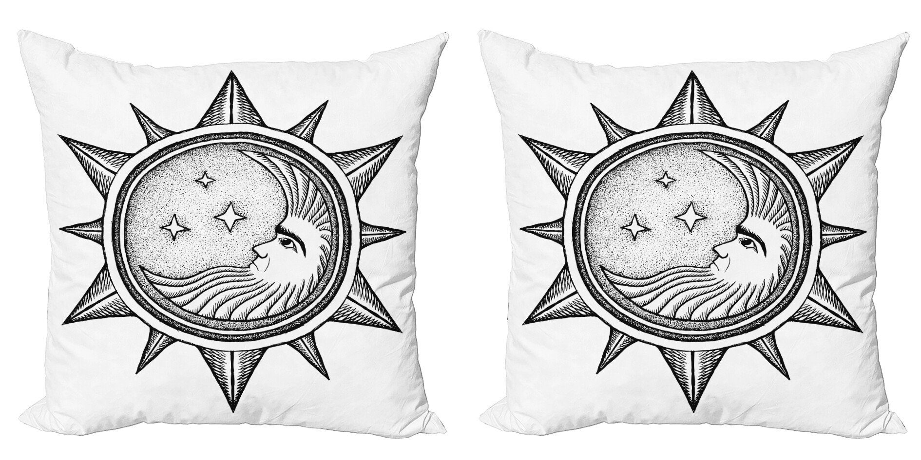 Mond Digitaldruck, Abakuhaus mit Sternen Sun (2 artsy in Modern Accent Stück), Doppelseitiger Kissenbezüge