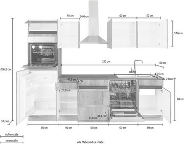 OPTIFIT Küchenzeile Roth, mit E-Geräten, Breite 270 cm