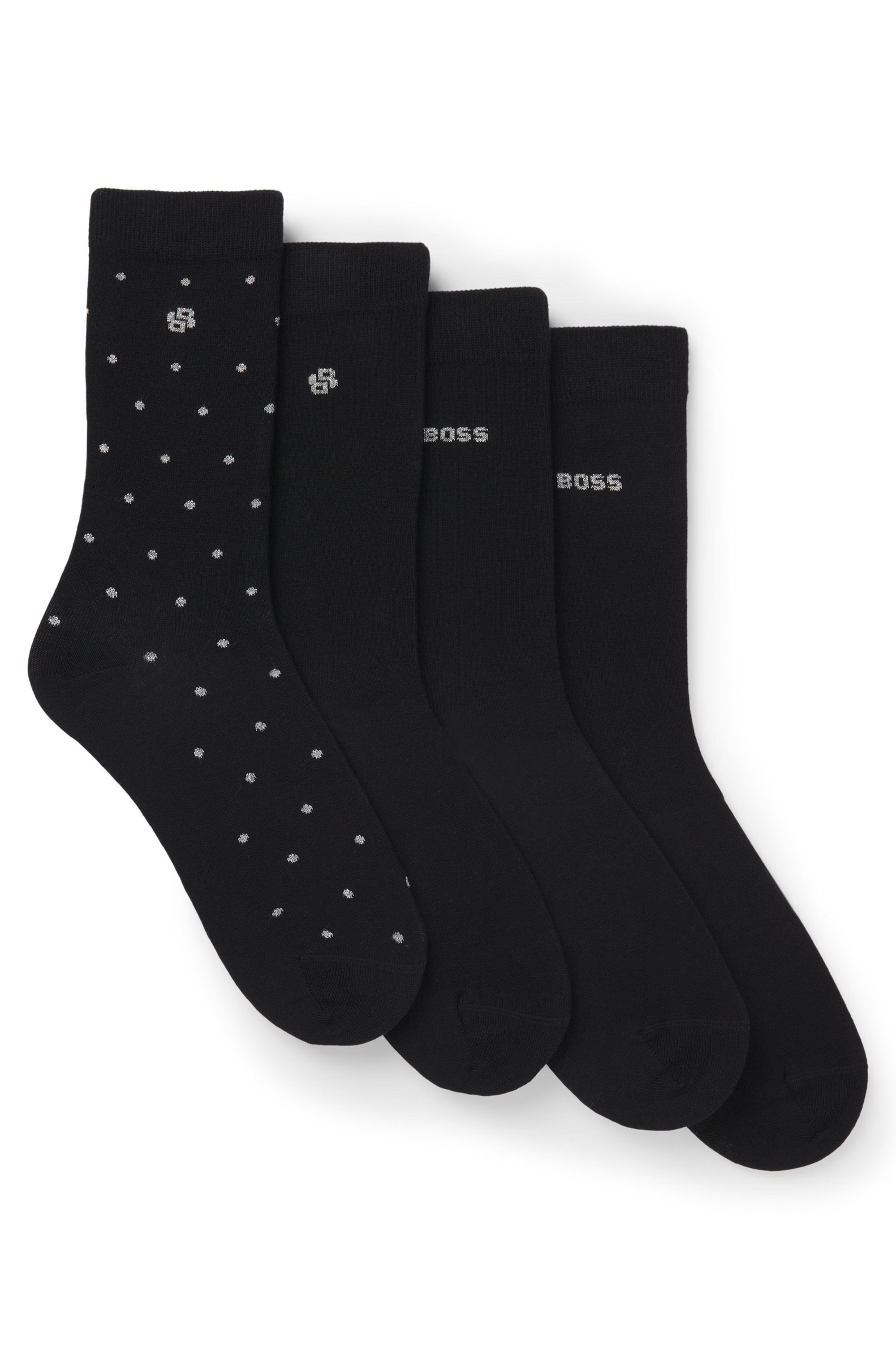 BOSS Socken 4P RS GiftShine (4-Paar) verstärkte Fersen- und Zehennaht, Rippbündchen