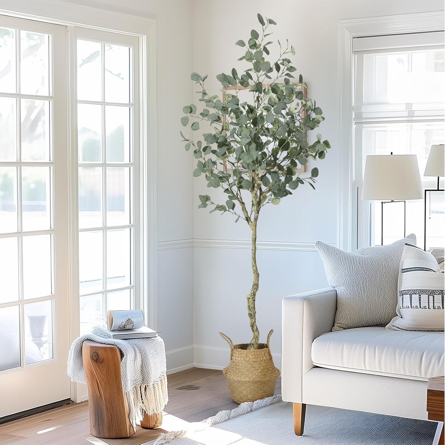 Kunstbaum Eukalyptusbaum,moderne große Kunstpflanze im Topf,183cm, GarveeMore, Höhe 180 cm, für drinnen und draußen,Heimbüro,ideale …