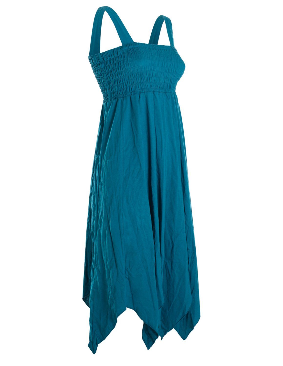 Trägern Bio Style, Baumwolle Langes aus breiten mit Vishes Goa, Strandkleid und Zipfelkleid Zipfeln Sommerkleid türkis Hippie,
