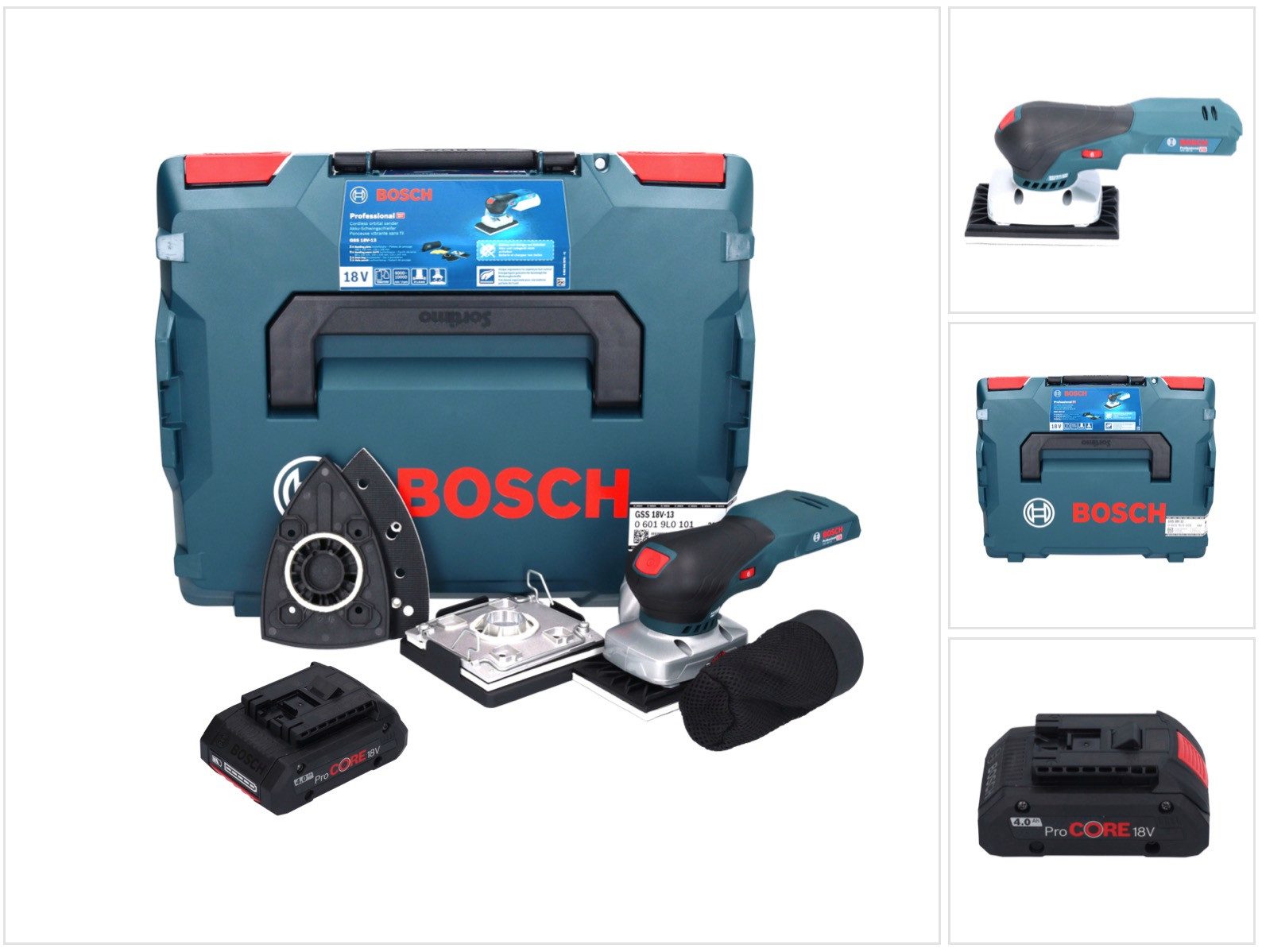 Bosch Professional Akku-Schwingschleifer GSS 18V-13 18 V + 1x ProCORE Akku 4,0 Ah + L-BOXX - ohne Ladegerät