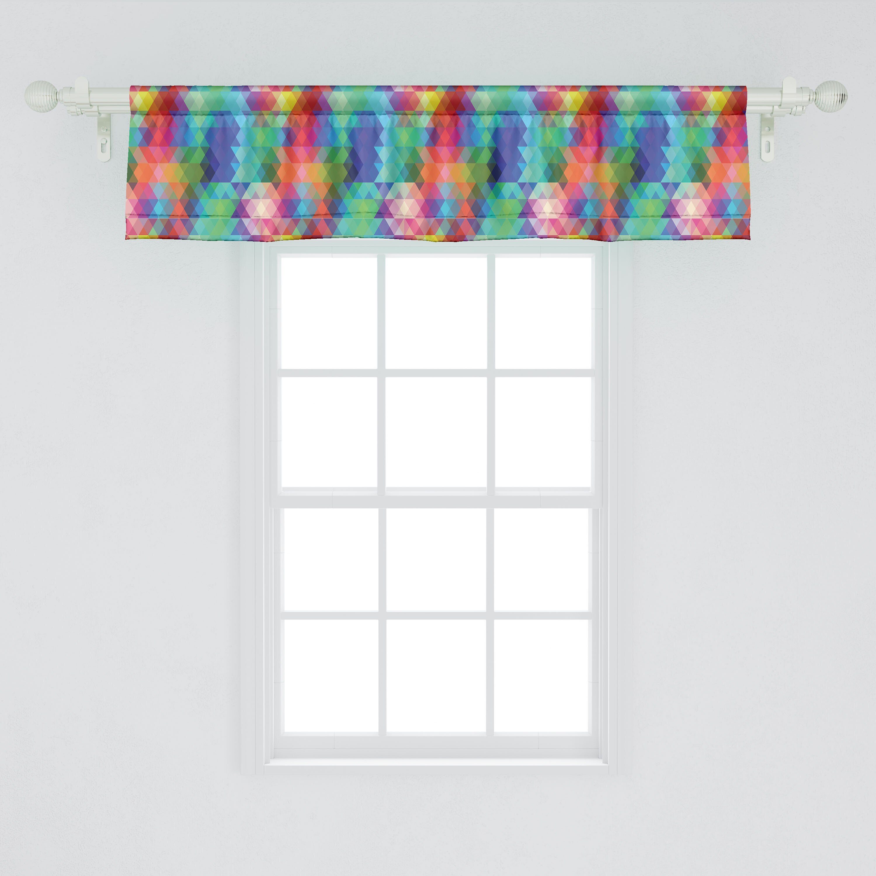 Microfaser, Abakuhaus, Dreiecke mit Geometrisch Scheibengardine Volant Vorhang Dekor Küche für Stangentasche, Schlafzimmer