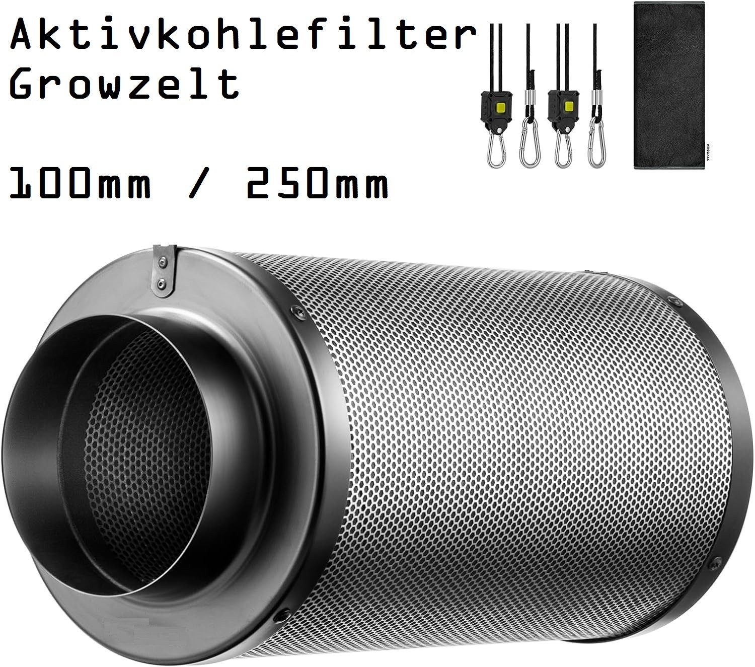 JUNG Aktivkohlefilter Abluft Growbox Aktivkohlefilter 100mm, Grow Box Zelt Filter, Zubehör für Gewächszelt, Pflanzenzucht, Cannabis Set Box, Indoor Pflanzenzelt, Gewächshaus, Gewächshaus Aktiv Kohlefilter 10cm Geruchsfilter Kohle Pflanzen