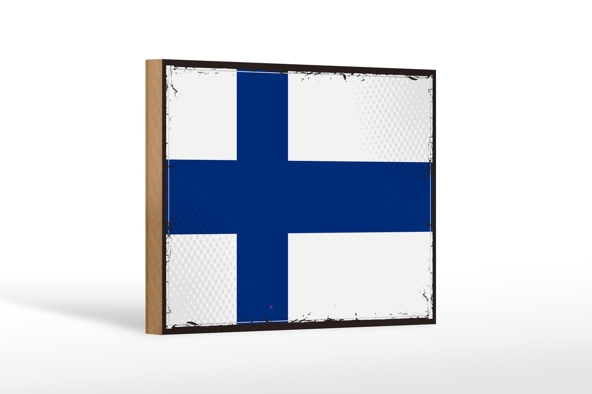 Femer GmbH Holzbild Flagge Finnlands 18x12 cm Retro Flag of Finland, Flaggen (1 St), Glatte Holzfaserplatte (MDF), vorn beschichtet