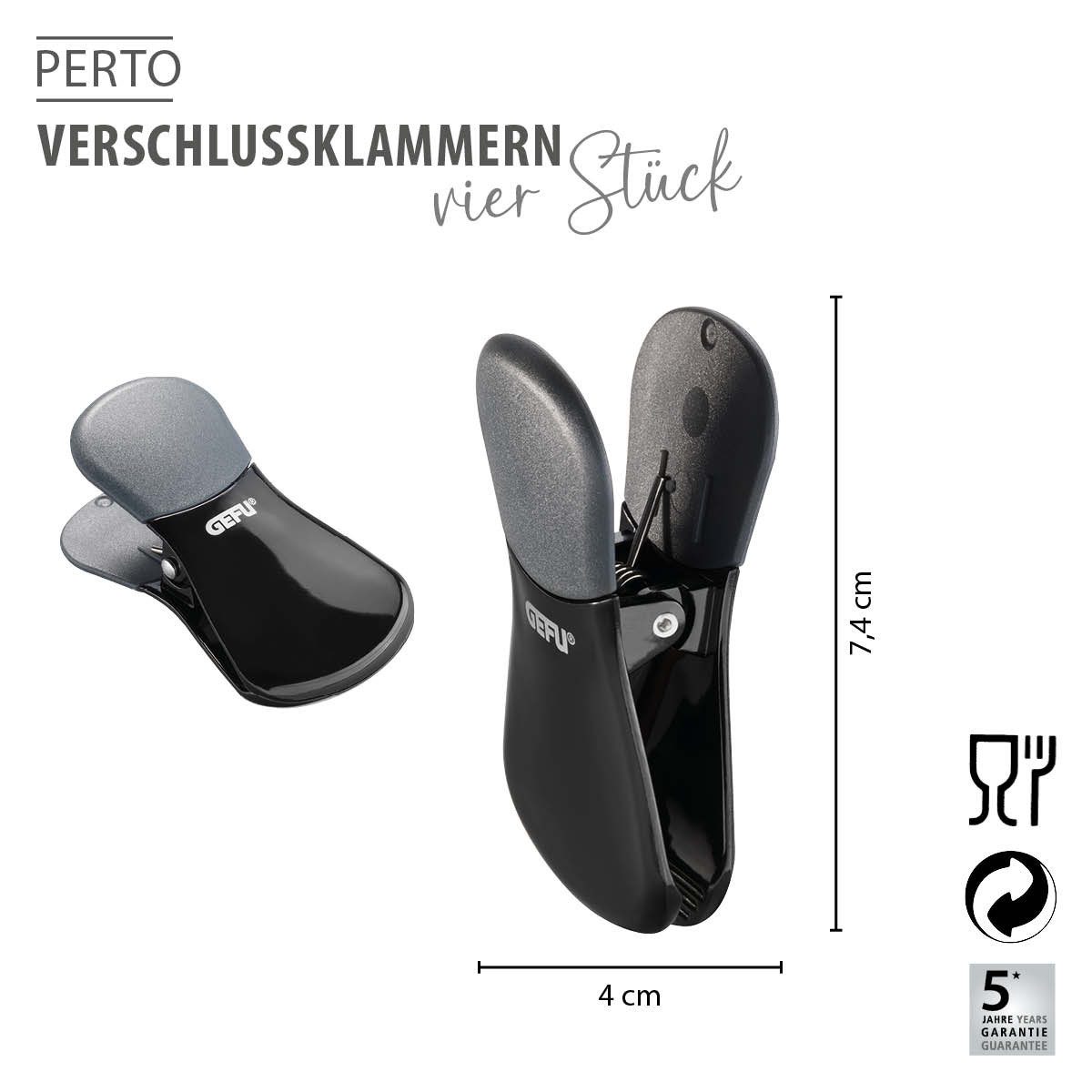 GEFU Verschlussklammer Verschlussklammern PERTO, 4 Stück
