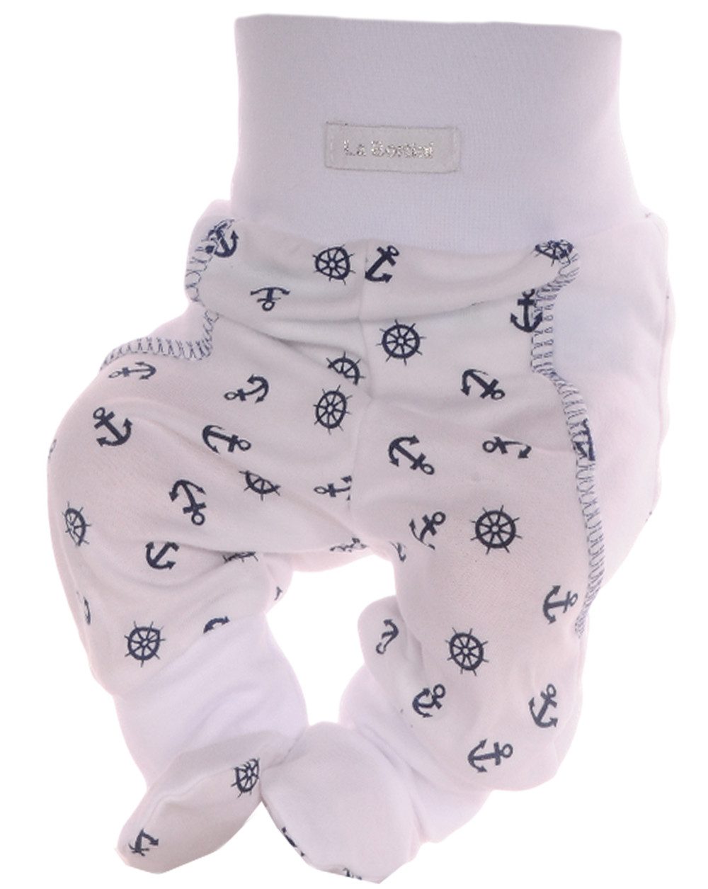 Schlupfhose Baby Hose mit Fuß Babyhose in Weiß Erstlingshose Strampler