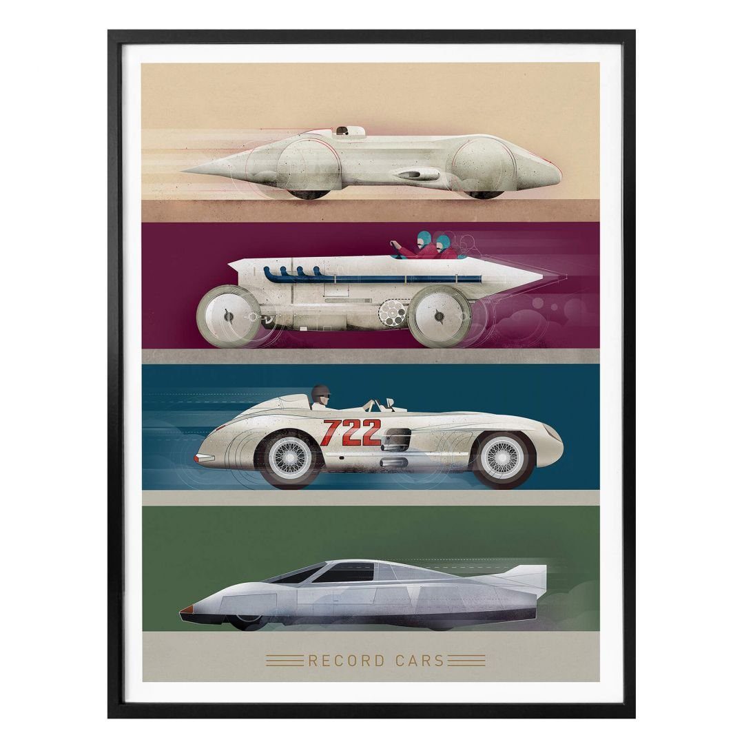 K&L Wall Art Poster Poster Braun Oldtimer Deko Record Cars Rennwagen Auto, Kinderzimmer Wandbild modern