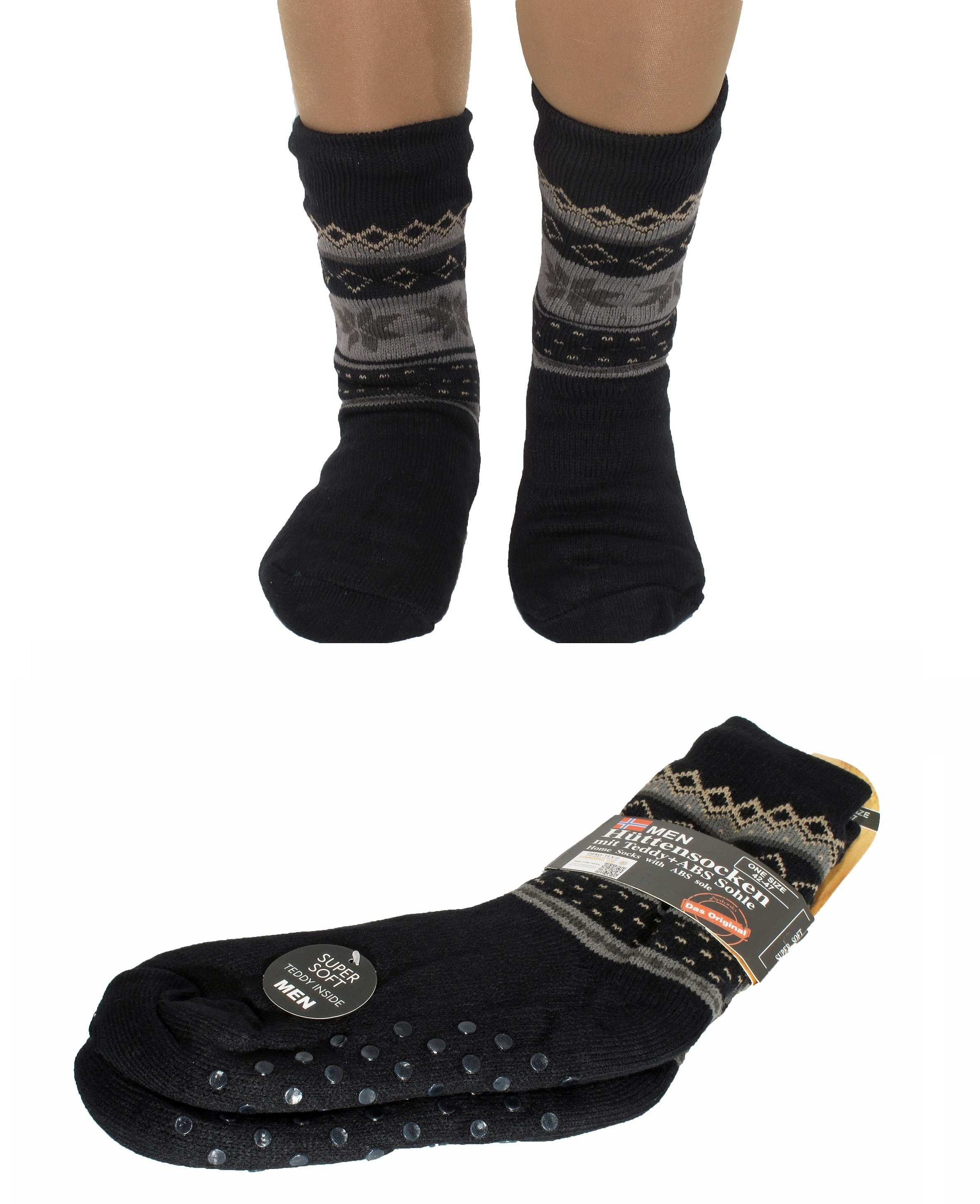 Markenwarenshop-Style Socken Herren Hüttensocken Hüttenschuhe ABS Hausschuhe Teddy Gr.42-47 Farbe: