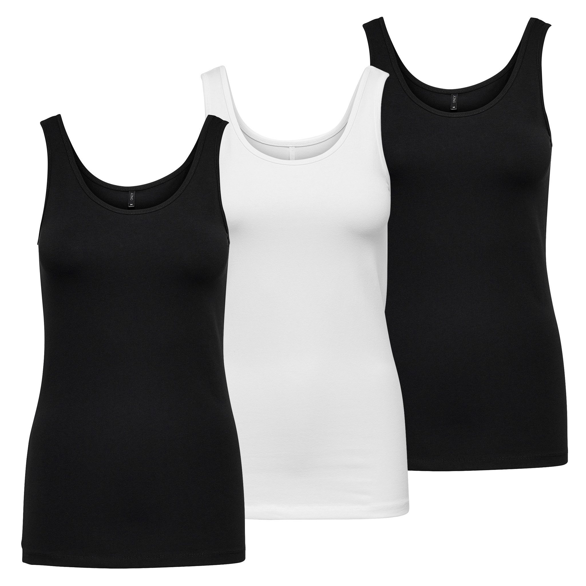 ONLY Tanktop 3er Pack Live Love Sleeveless Tank Tops mit extra langer Passform