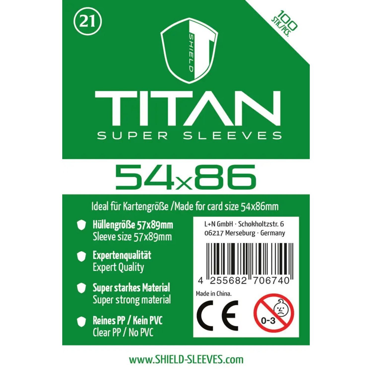 SHIELD Spiel Shield Titan 21 - 100 Super Sleeves für Kartengröße 54x86 mm