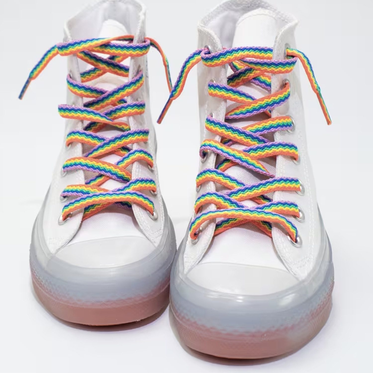 XCOAST Schnürsenkel Regenbogen Schnürsenkel in Strickoptik – flache Schuhbänder