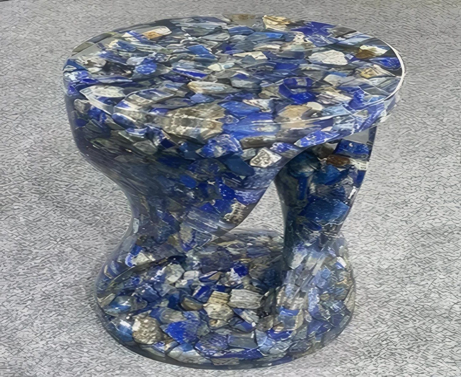 Xlmoebel Beistelltisch Designer Blauer Tisch aus Naturstein für das Wohnzimmer (1-St), Made in Europa