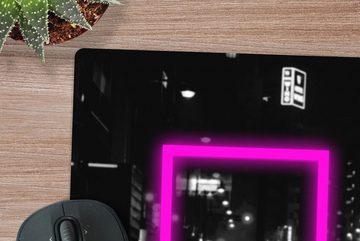 MuchoWow Gaming Mauspad Spiele - Neon - Rosa (1-St), Mousepad mit Rutschfester Unterseite, Gaming, 40x40 cm, XXL, Großes