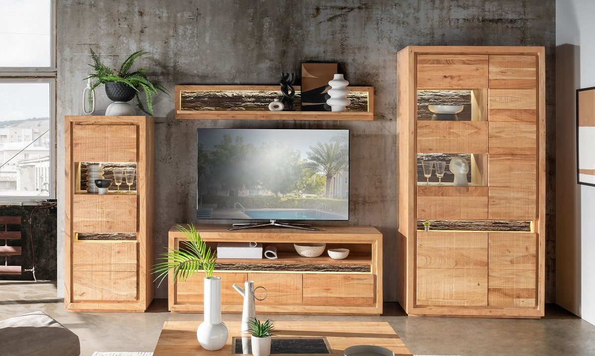 Main Möbel Hängeregal 155x132cm "Trondheim" Akazie massiv