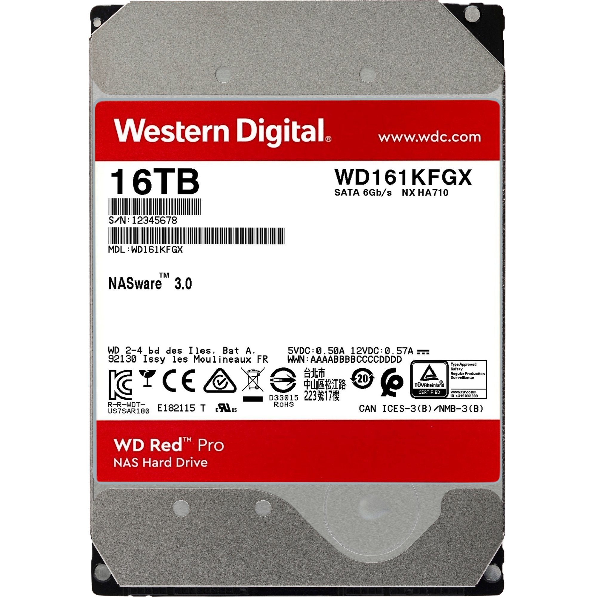 Western Digital WD Red Pro 16 TB, Festplatte, (SATA 6 Gb/s, 3,5) interne HDD-Festplatte (16 TB) 3.5"