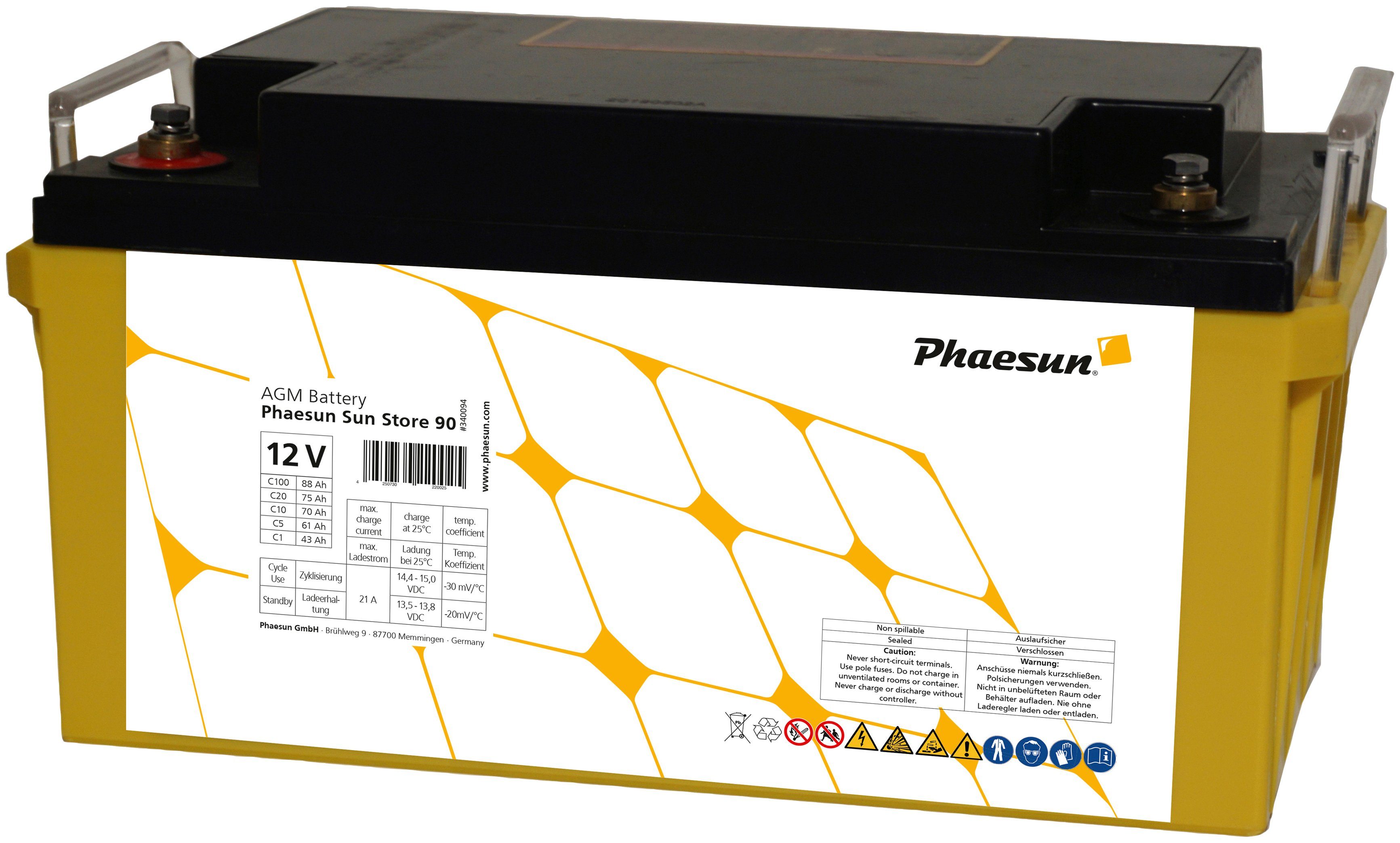 Neue Ware zu günstigen Preisen Phaesun AGM V) 90 Store (12 Sun Solarakkus