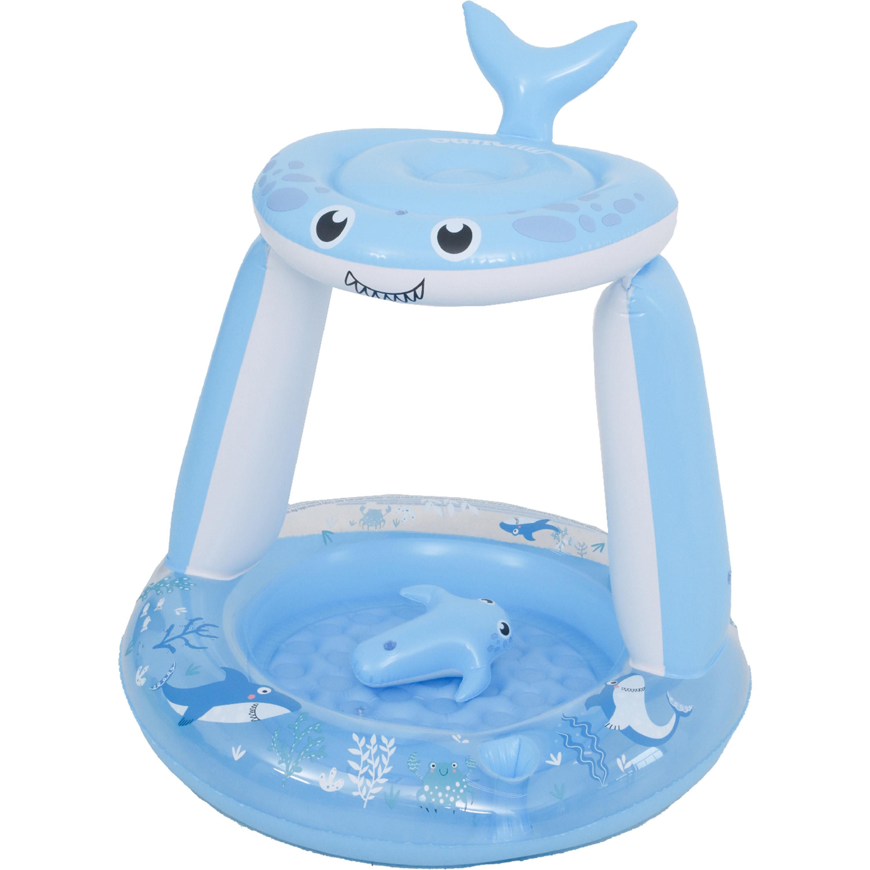 SunClub Planschbecken Kinderpool 95x95x102 cm, (Einzelpack, 1-tlg., aufblasbares Kinderbecken), Hai Pool mit Sonnendach