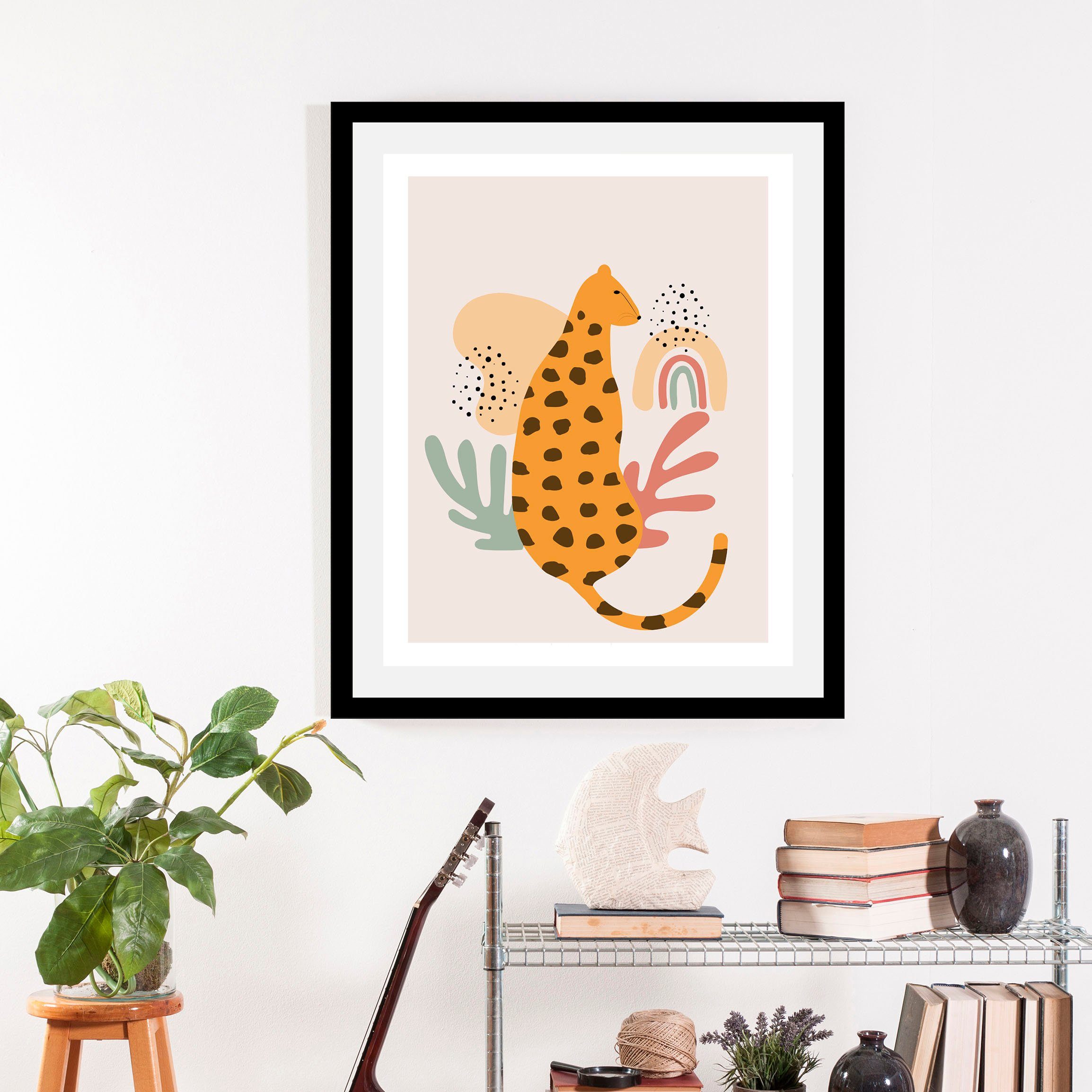 queence Bild Finou, Abstrakt, Katze, Katzenbilder, Pflanzen, Pflanzenbilder, Raubkatzen, Regenbogen, Tiere, Wildtiere (1 St), gerahmt