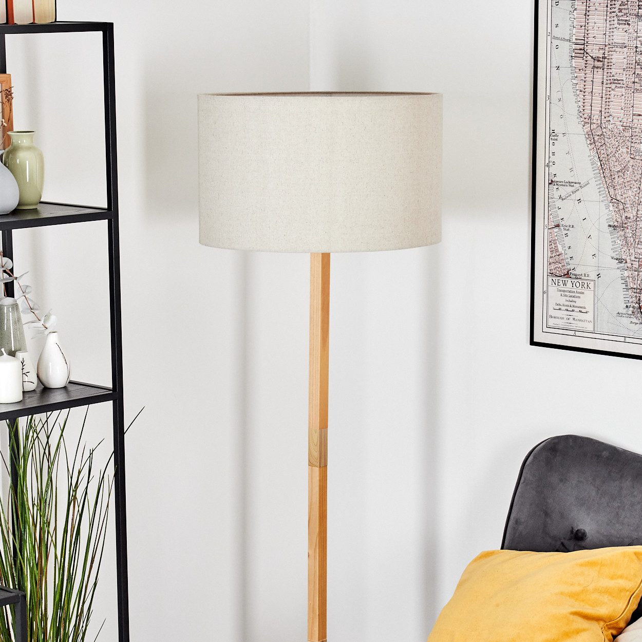 hofstein Pollerleuchte Stehlampe aus Metall/Holz im modernen Boho-Design, o günstig online kaufen